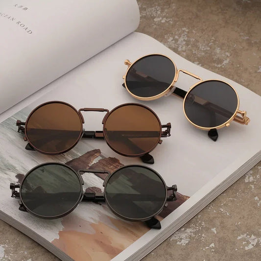 Vintage Round Sunglasses - Retro Alloy Frame